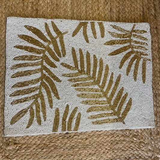 Golden Leaf Glass Beaded Table Placemat