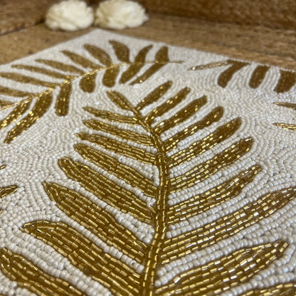 Golden Leaf Glass Beaded Table Placemat