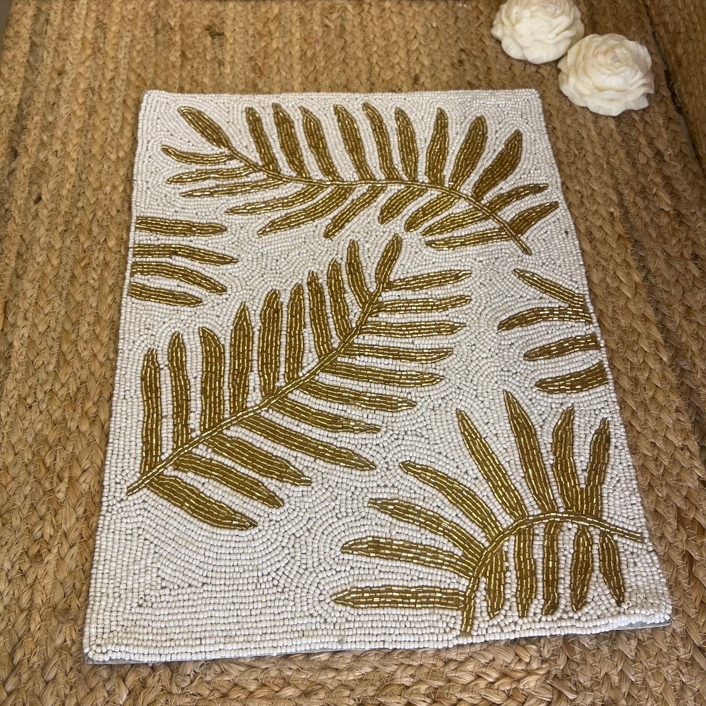Golden Leaf Glass Beaded Table Placemat