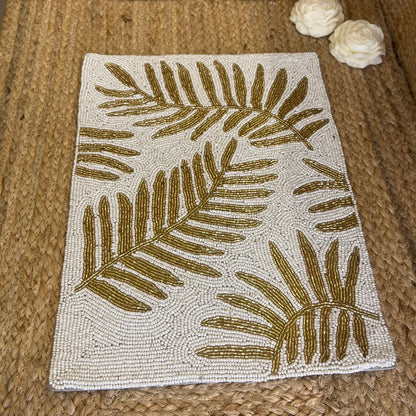 Golden Leaf Glass Beaded Table Placemat