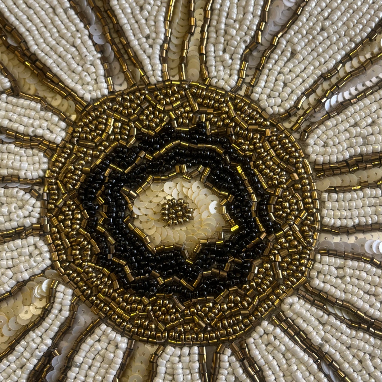 White Floral Abstract Glass Beaded Table Placemat