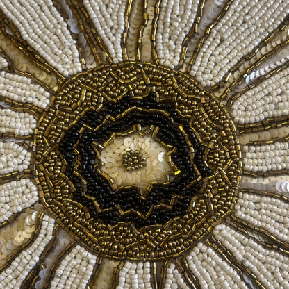 White Floral Abstract Glass Beaded Table Placemat