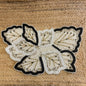 Black White Leaf Butterfly Glass Beaded Table Placemat