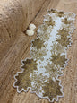 Golden White Abstract Glass Beaded Runner (35 inch x 12 inch)