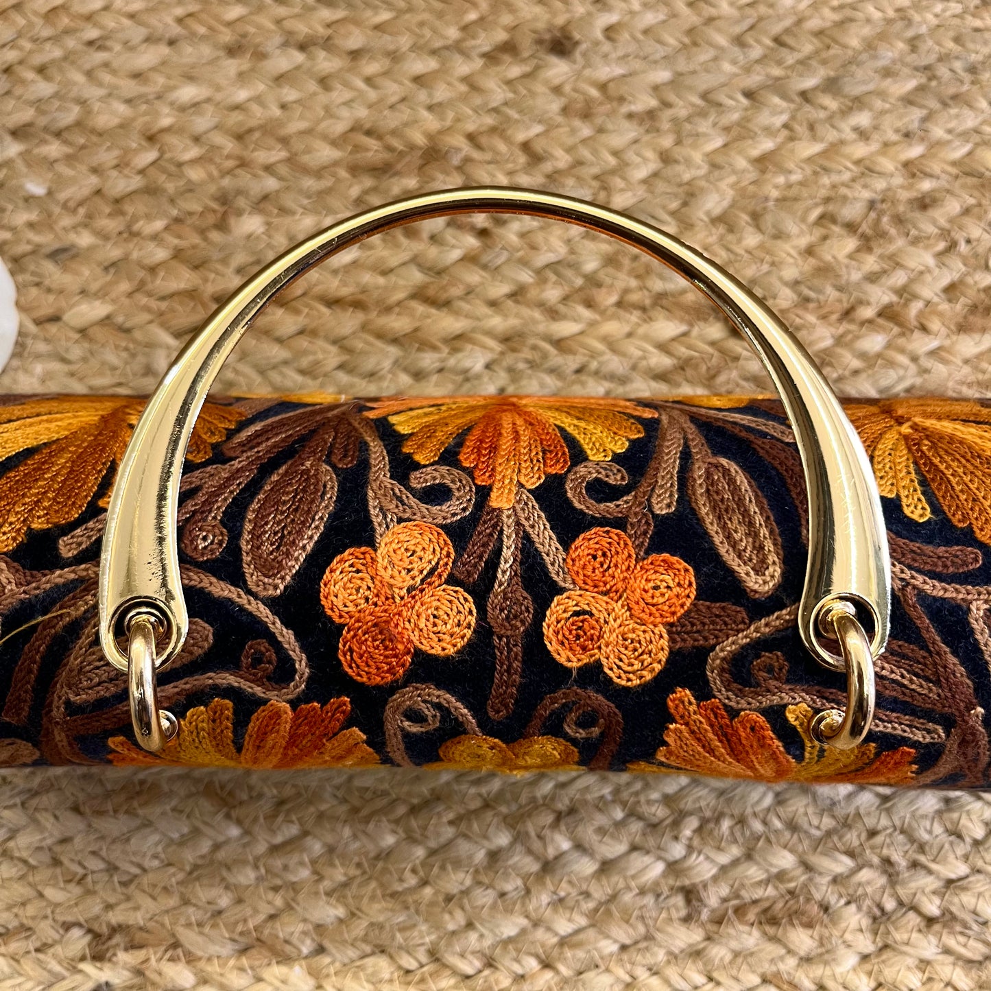 Navy Blue Premium Kashmiri Velvet Embroidered Clutch