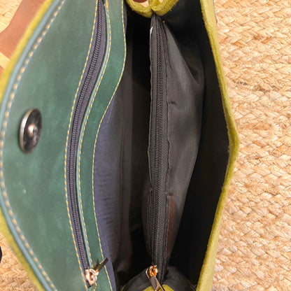Olive Green Premium Kashmiri Velvet Embroidered Clutch