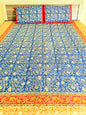 Blue Kalamkari King Size Bedsheet with 2 Pillow covers