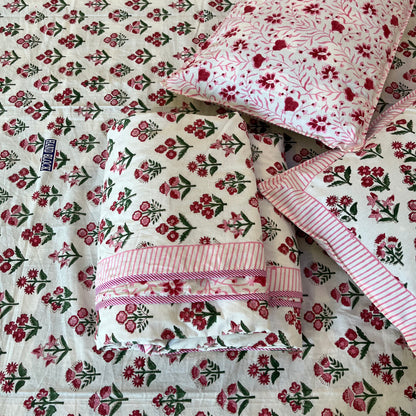 Handblock Pretty Pink Cotton Double Bedsheet