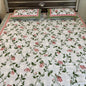 Handblock Pastel Floral Pink Double Bedsheet