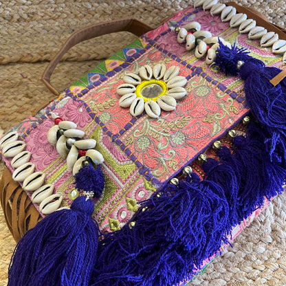 Purple Tasseled Boho Sling with Detachable Sling