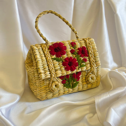 Maroon Daisy Kauna Embroidered Hand Bag