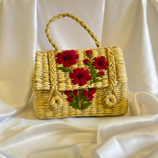 Maroon Daisy Kauna Embroidered Hand Bag