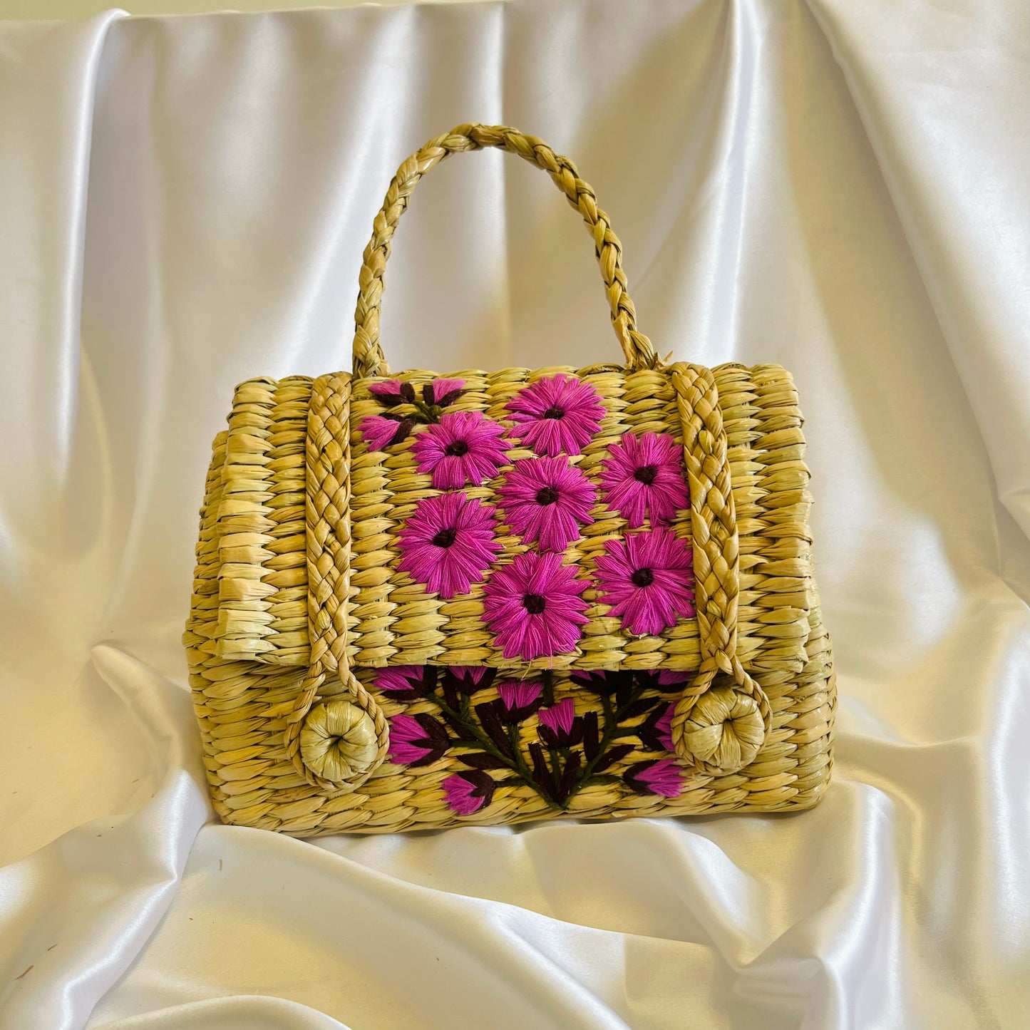 Kauna Grass Pretty Pink Embroidery Hand Bag