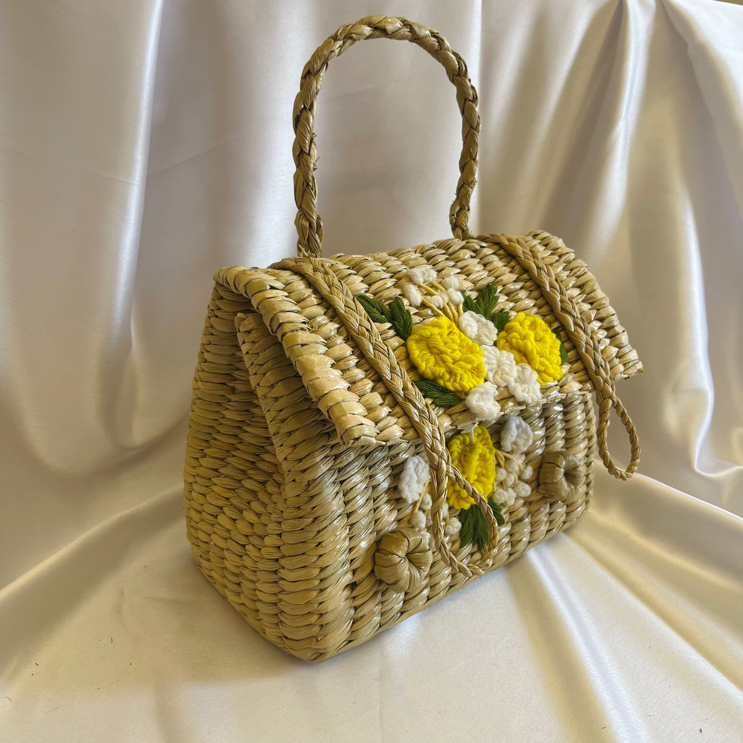 Yellow White Bunch Kauna grass Handmade Handbag