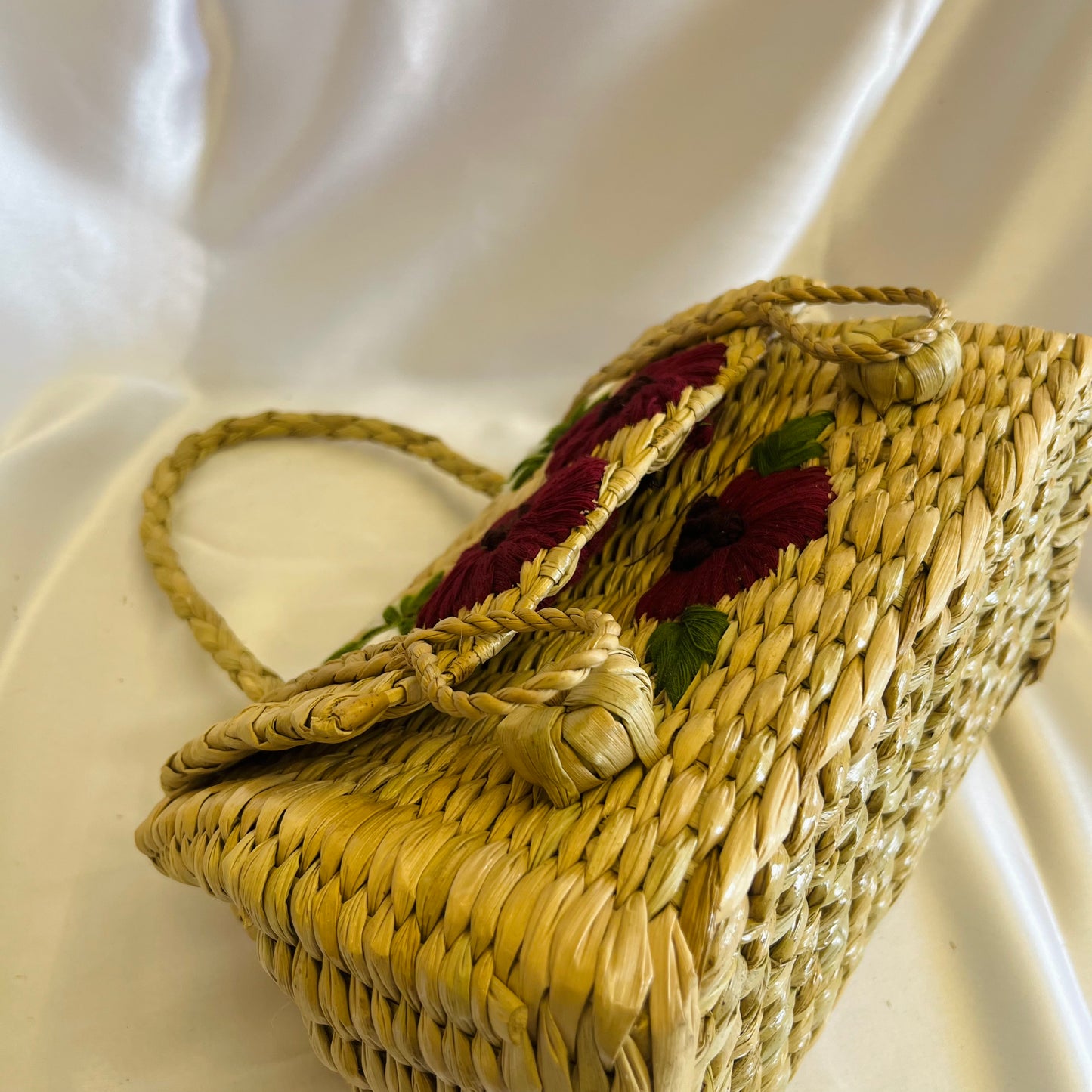 Red Marigold Kauna Grass Embroidery Handcrafted Handbag