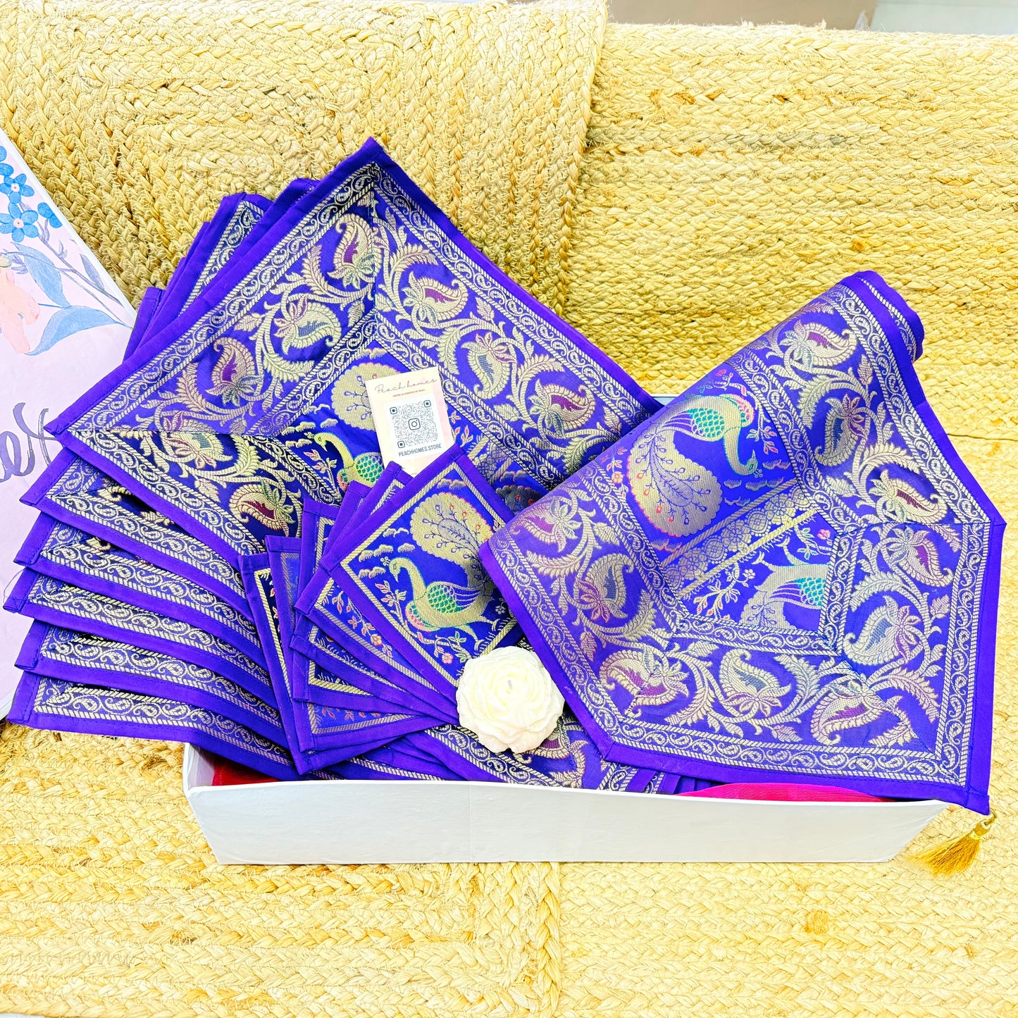 The Purple Majesty Runner Set | Royal Purple Banarasi Silk Dining Hamper