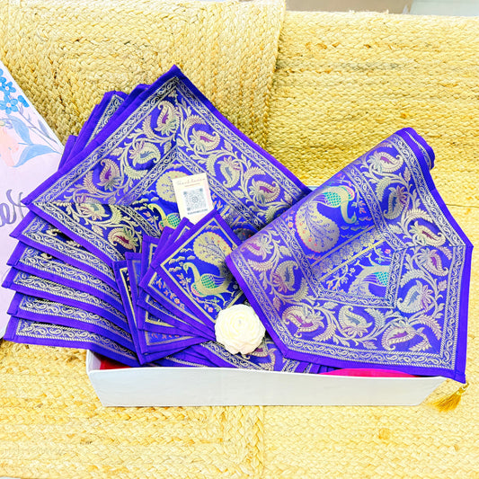 The Purple Majesty Runner Set | Royal Purple Banarasi Silk Dining Hamper