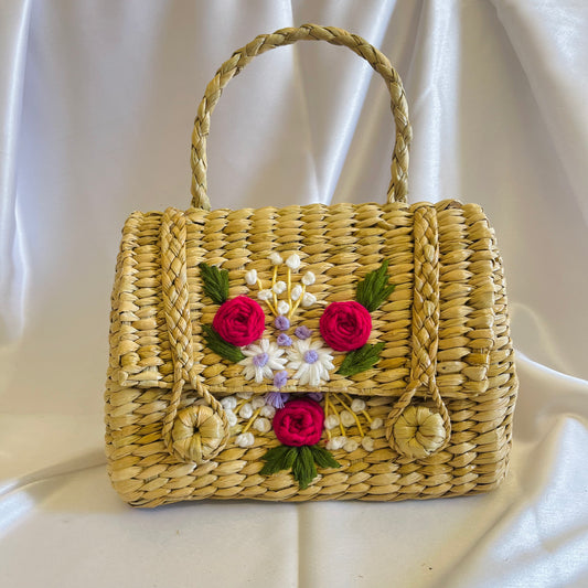 Bouquet  Florist Handmade Embroidery Kauna Grass Handbag