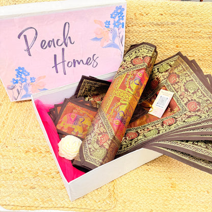 The Earth Luxe Table Set |Brown Banarasi Silk Dining Hamper