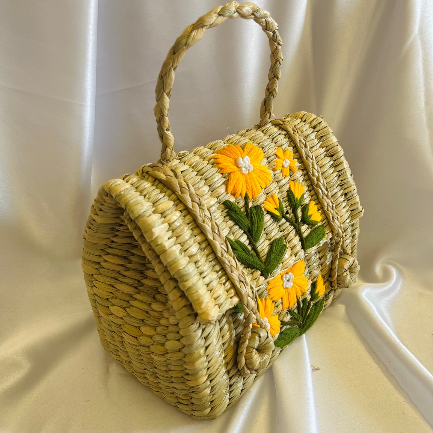 Yellow Floral Kauna Embroidery Handmade Handbag