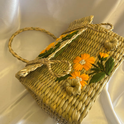 Yellow Floral Kauna Embroidery Handmade Handbag