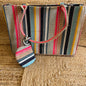 Multi-Color Stripes Handblock Printed Vegan Leather Laptop Bag