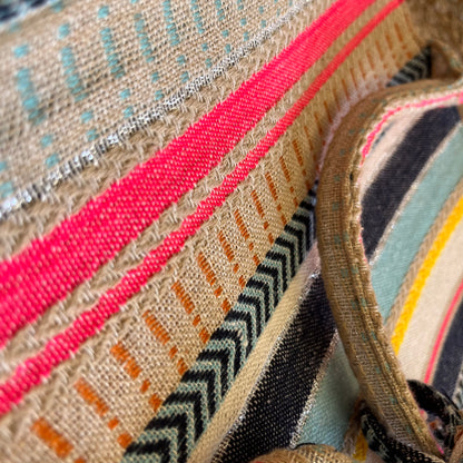 Multi-Color Stripes Handblock Printed Vegan Leather Laptop Bag