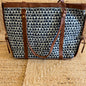 Blue Abstract Triangle Handblock Printed Vegan Leather Laptop Bag