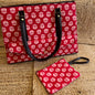 Pretty Red Handblock Printed Vegan Leather Laptop Bag