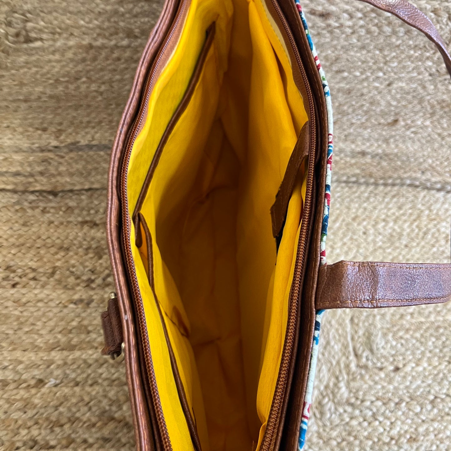 Tribal Print Handblock Printed Vegan Leather Laptop Bag