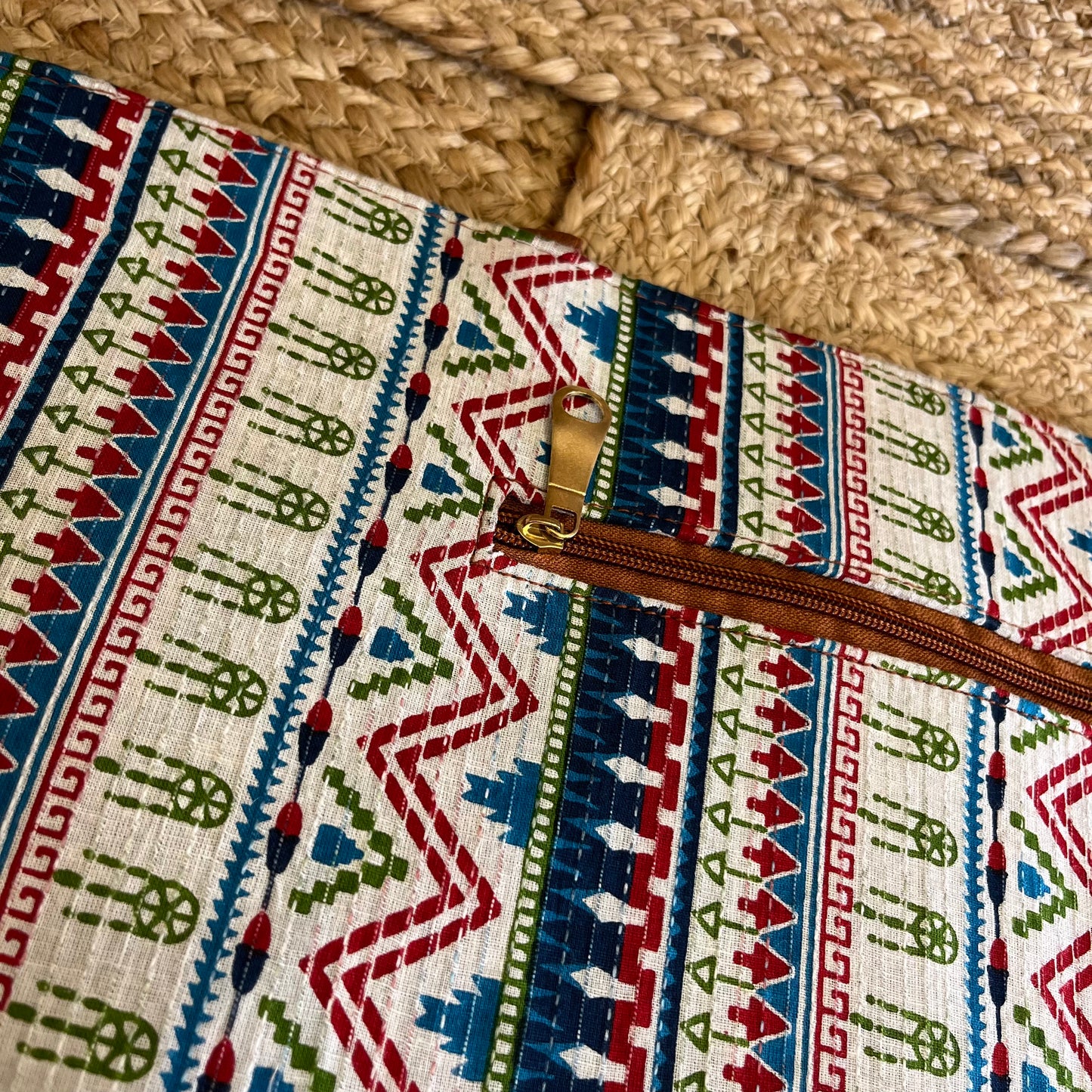 Tribal Print Handblock Printed Vegan Leather Laptop Bag