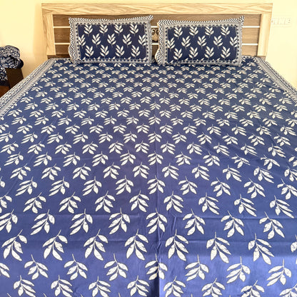 Leaflet Cotton Indigo Bedsheet