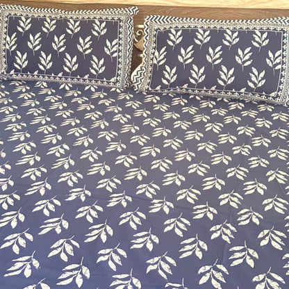 Leaflet Cotton Indigo Bedsheet