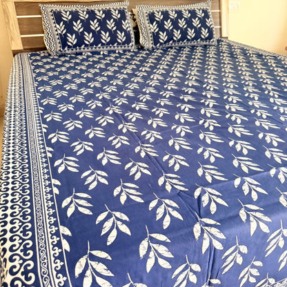 Leaflet Cotton Indigo Bedsheet