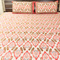 Peach Ikkat cotton Festive  Double Bedsheet