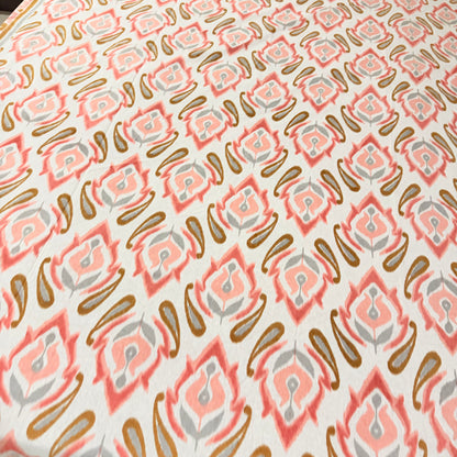 Peach Ikkat cotton Festive  Double Bedsheet