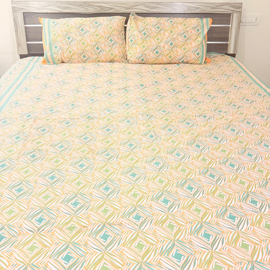 Ikkat cotton Double Bedsheet with two Pillow covers
