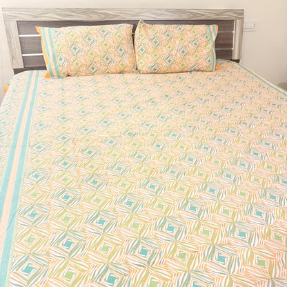 Ikkat cotton Double Bedsheet with two Pillow covers