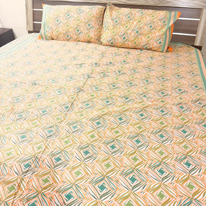 Ikkat cotton Double Bedsheet with two Pillow covers