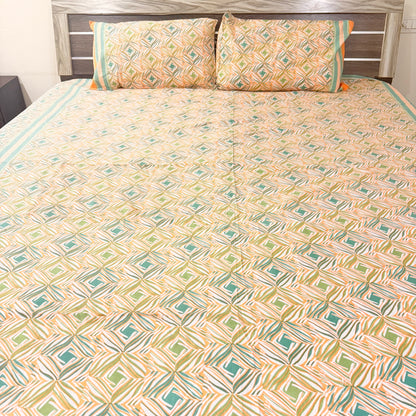 Ikkat cotton Double Bedsheet with two Pillow covers