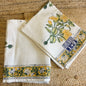 Yellow Floral Handblock Waffle Cotton Towel Set
