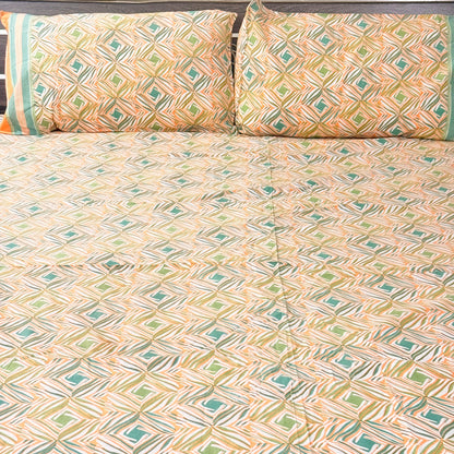 Ikkat cotton Double Bedsheet with two Pillow covers