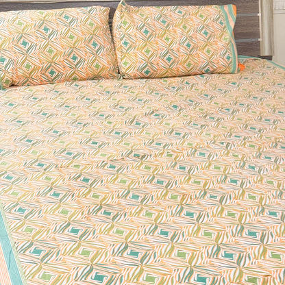Ikkat cotton Double Bedsheet with two Pillow covers
