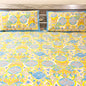 Ikkat Yellow Double Bedsheet with 2 Pillow covers
