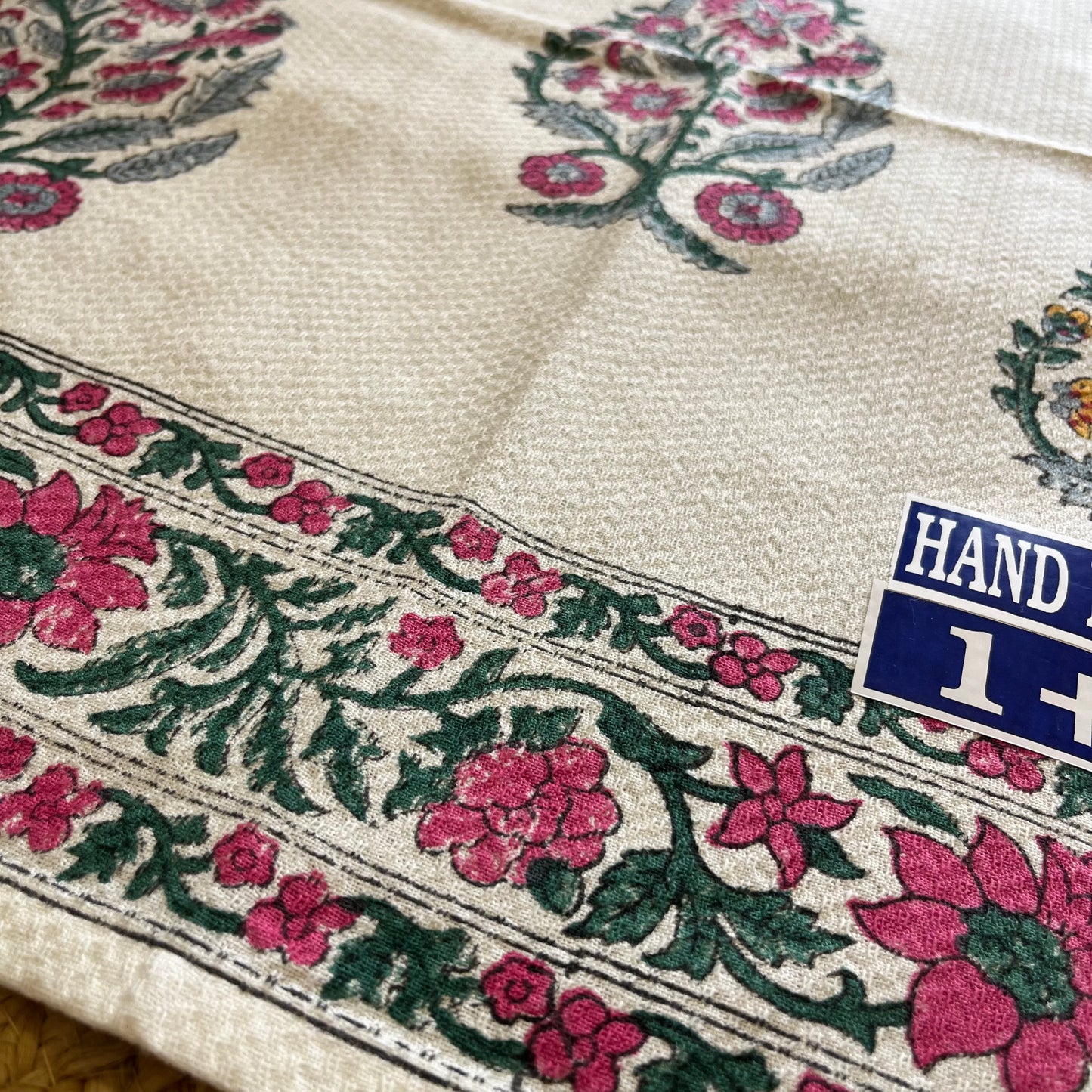 Pink Garden Handblock Waffle Cotton Towel Set