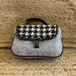 Grey Black Handblock Printed Vegan Leather Sling Bag