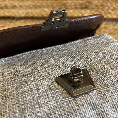 Grey Black Handblock Printed Vegan Leather Sling Bag