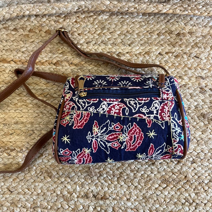 Blue Handblock Printed Vegan Leather Sling Bag