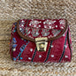 Red Handblock Printed Vegan Leather Sling Bag