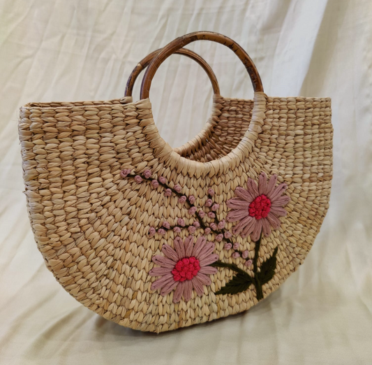 Kauna Embroidery Handbag Pink Flower
